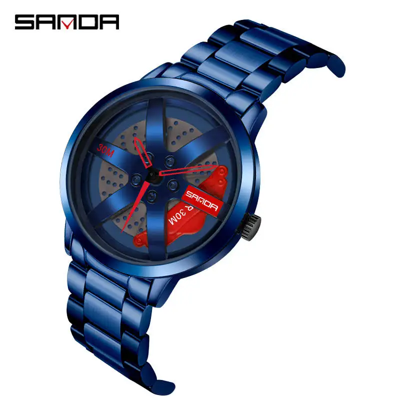 

Sanda P1061 Wheel Dial Stainless Steel Mens Watches 3ATM Waterproof Japan Movt Quartz Watch Price