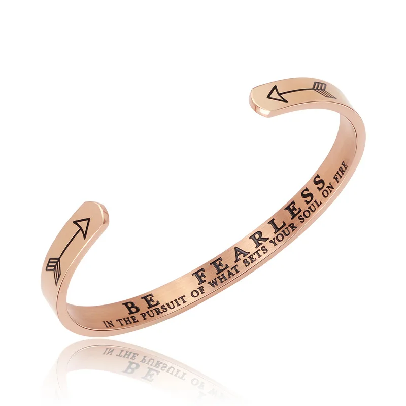

Inspirational stainless steel bracelets custom engraved cuff bangle, As picture