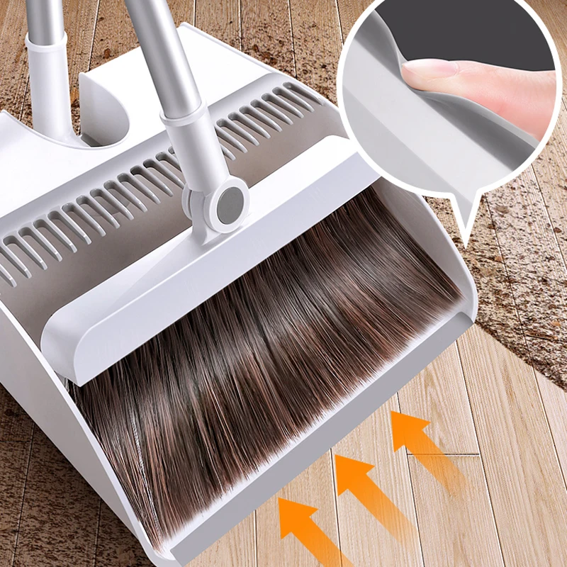 

BOOMJOY Aluminum Rotating Broom And Dustpan Set With Magnetic Broom, White