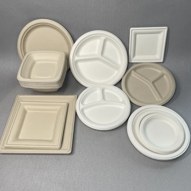 

Best price Biodegradable bagasse pulp cup biodegrable container beef knife meat tray fast food paper tableware High quality, Bleached;natural