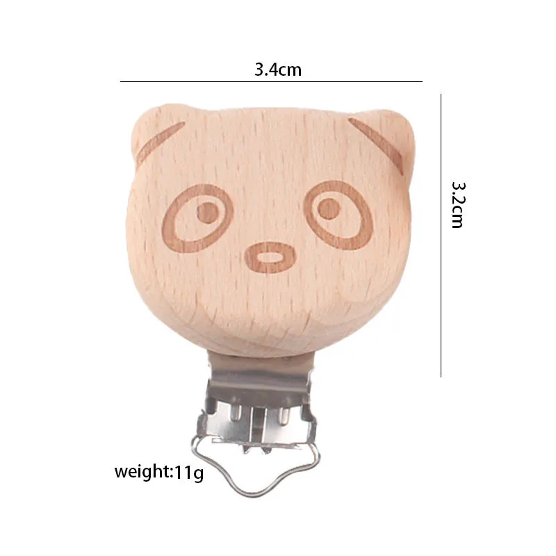 

Baby Pacifier Clip Cartoon Animal Log Pacifier Clip Comfort Beech Safety And Environmental Protection Wooden Clip