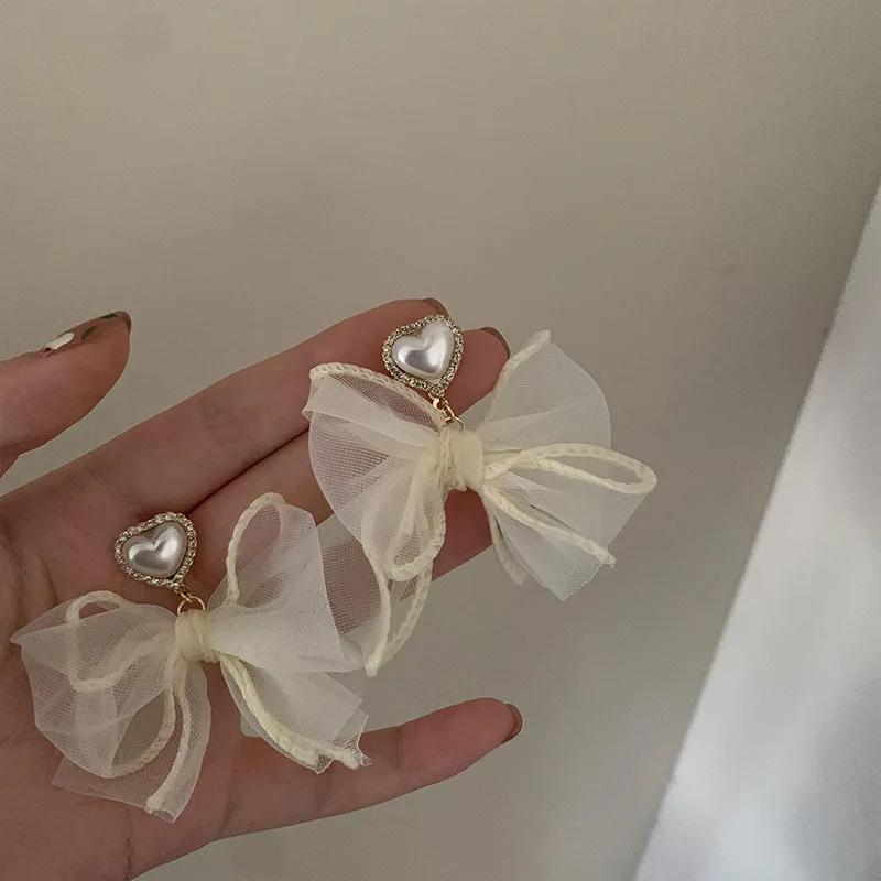 

Pearl love lace bow earrings ladies earrings design jewelry female women earring, Colorful