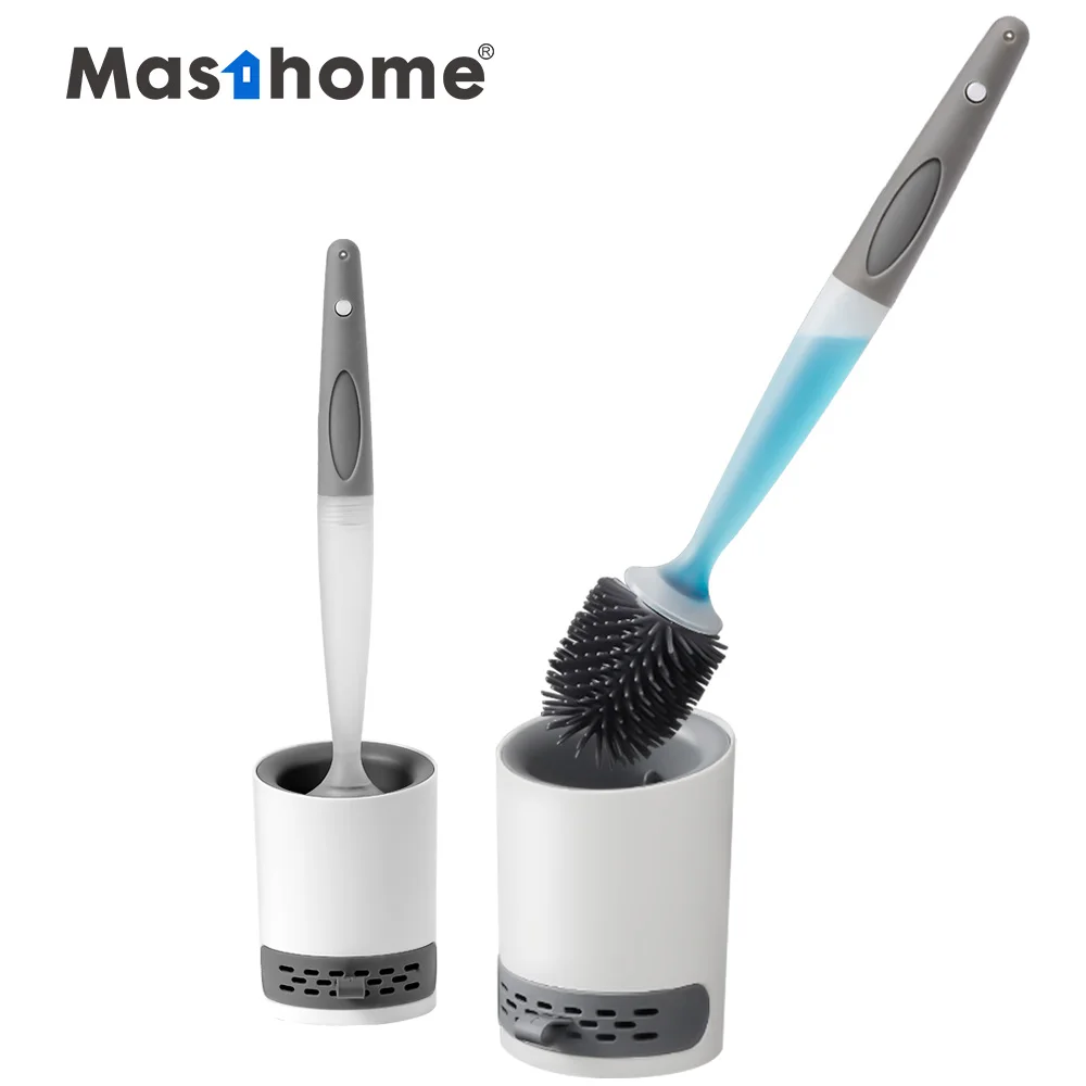

Masthome Latest Hot Bathroom Plastic Holder With Soap Dispensing Head Soft TPR Cleaning Silicone Toilet Brush, Customized