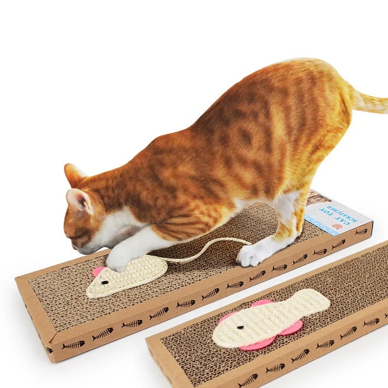 

Mouse Fish Shape Rectangular Grinding Claw Corrugated cat Scratcher Rest Sleeping Cat Pad, Photo