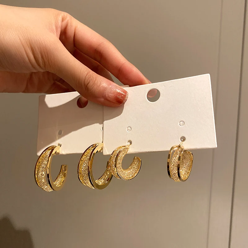 

fashion geometric big crystal hoop earrings women