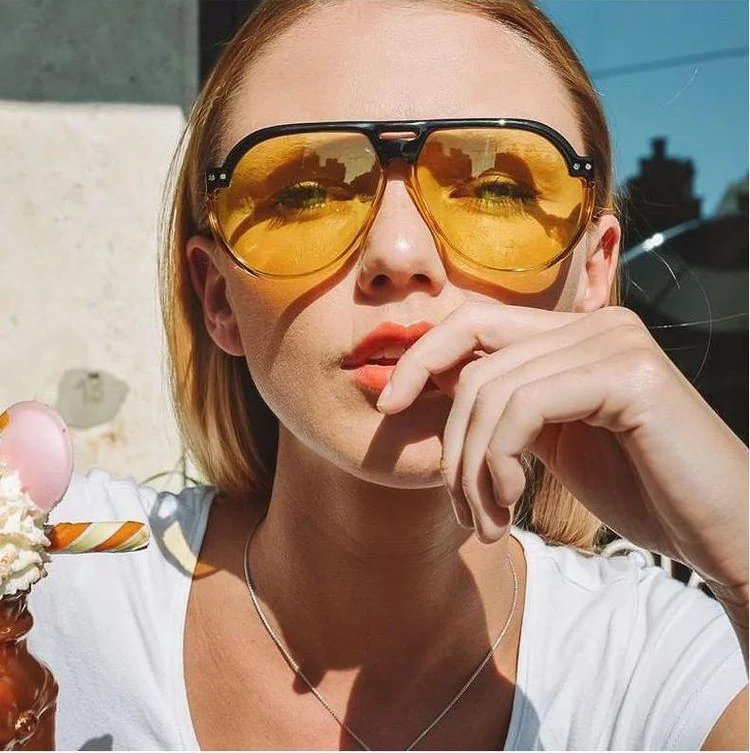 

2021 New arrivals Fashion Sun glasses Candy Color Oversized Sunglasses Women metal gafa de sol hombre mujer