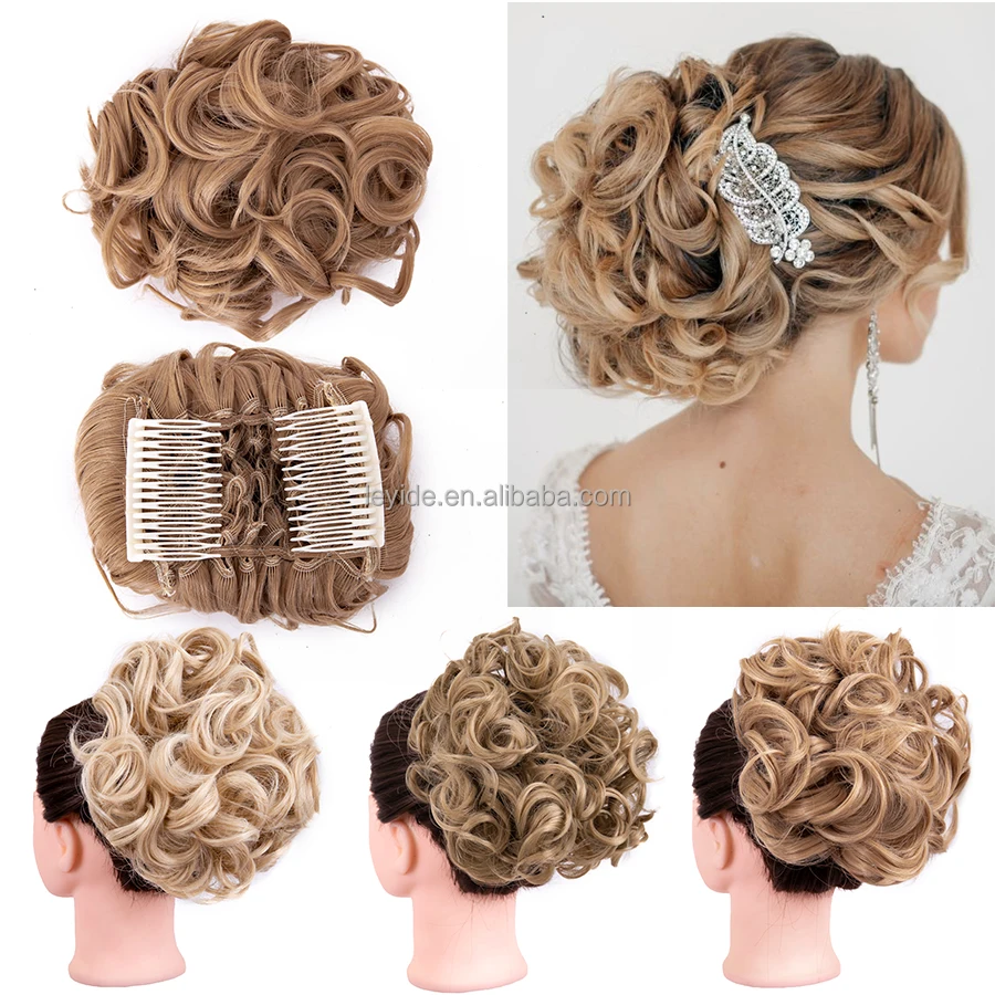 

AliLeader Chignon Hairpiece Curly Dish Chignon Bun Updo Haircomb Extension Combs in Hair Piece Messy Bun Scrunchie for Women, 40 colors is available