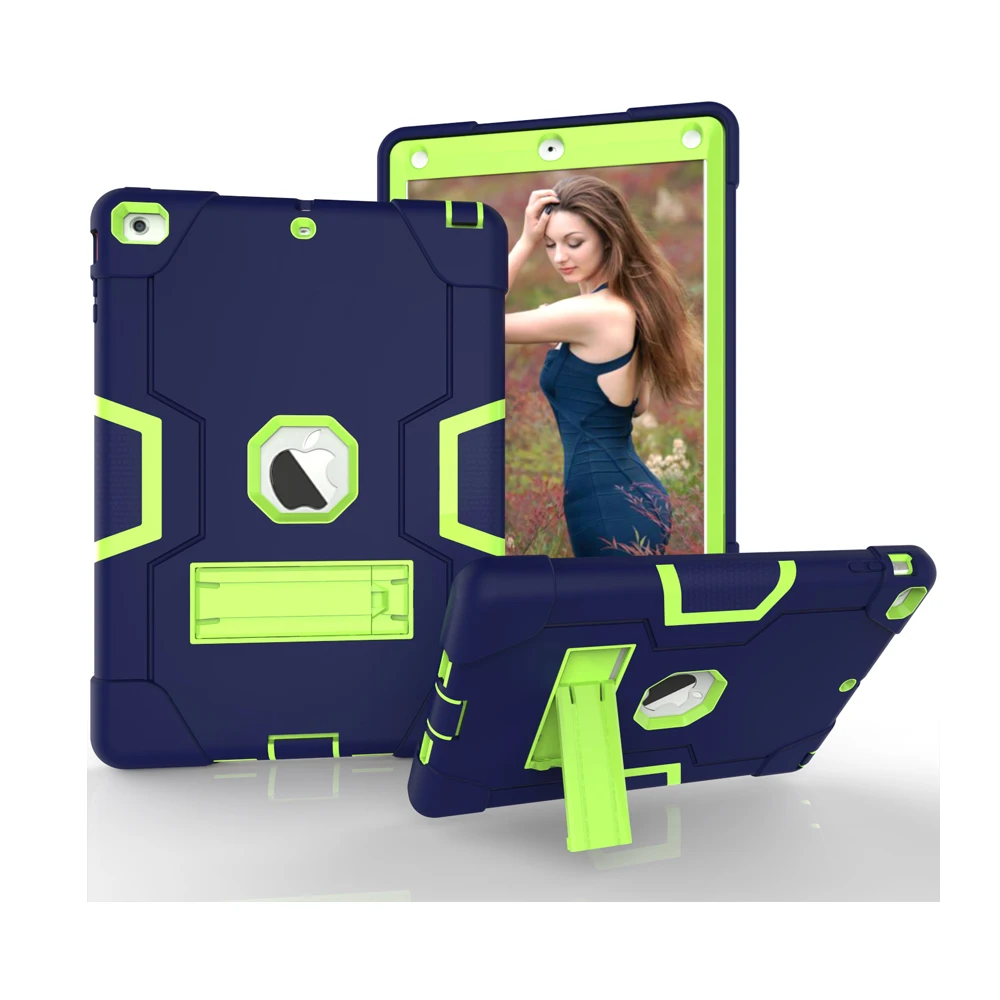 

Military Heavy Duty Rugged Impact Armor Case For iPad Air 9.7 inch Kickstand Shockproof Silicone Plastic Tablet Cover