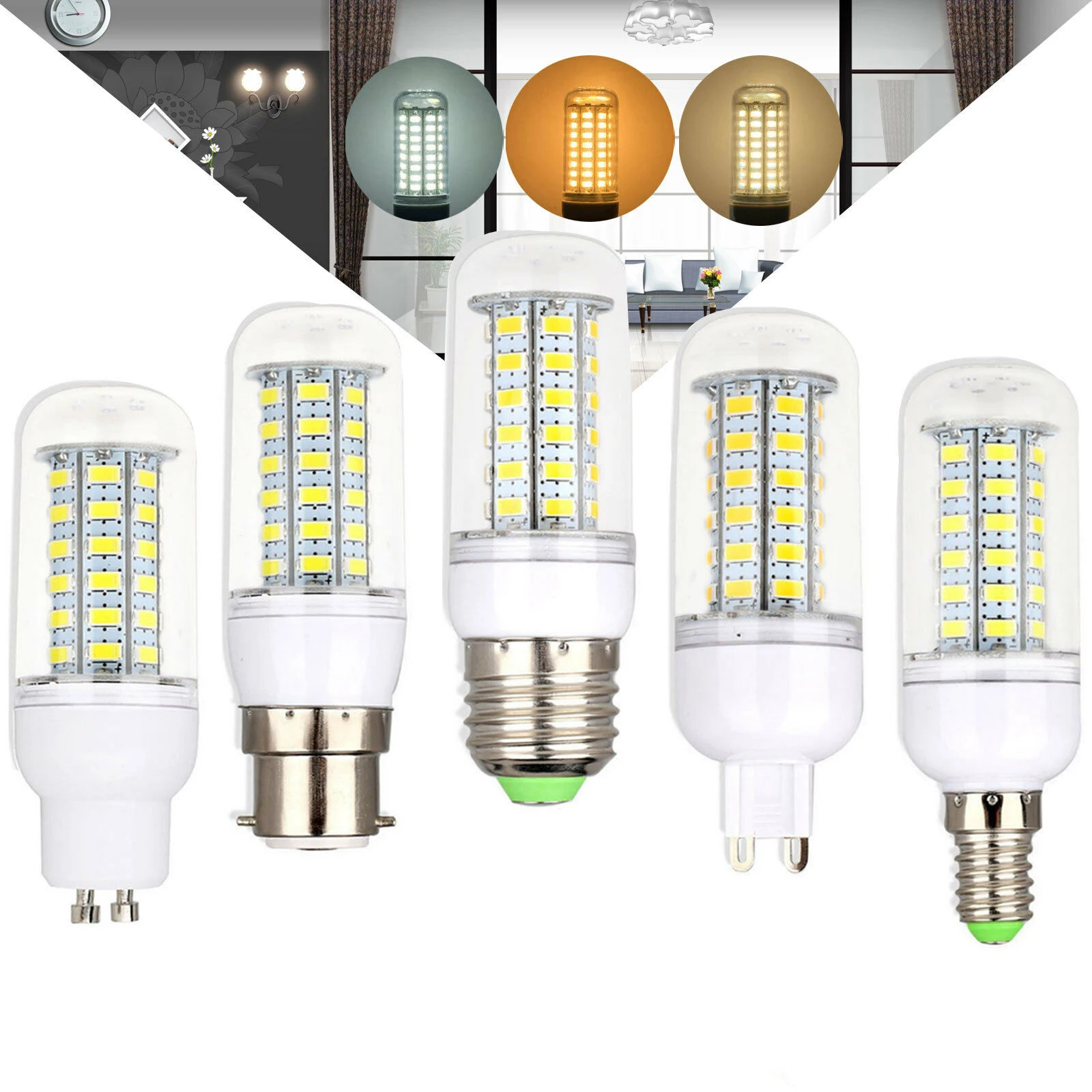 Led Bulb 220V LED Corn Light E27 B22 E14 B15 G9 GU10 5730 SMD Energy White Lamp