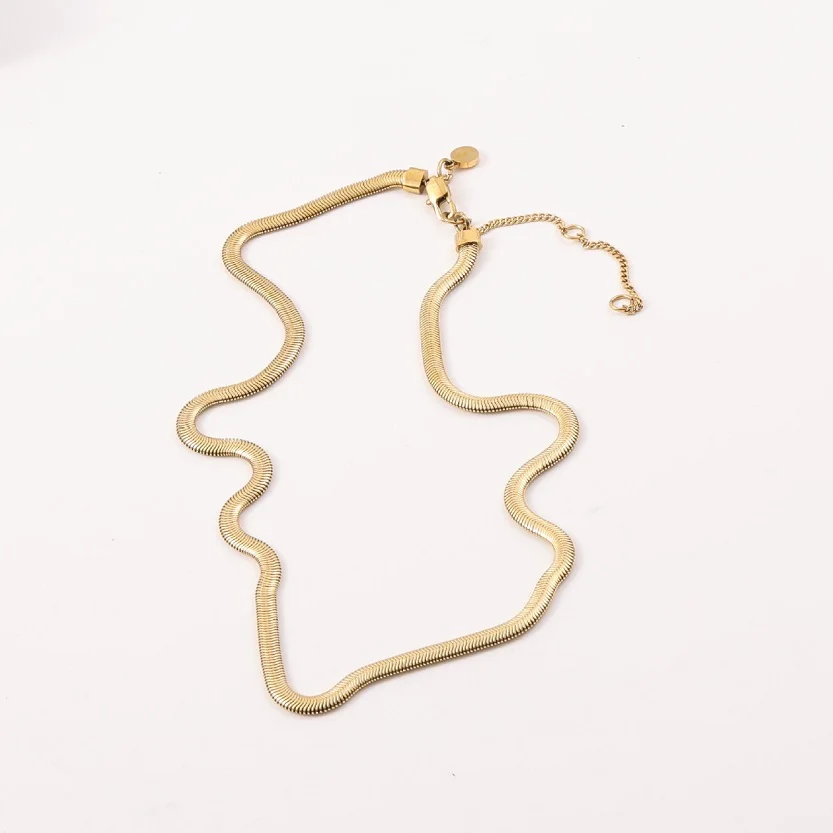

Joolim Jewelry 18K Gold Plated Simple Snake Chain Necklace Stainless Steel Jewelry Wholesale