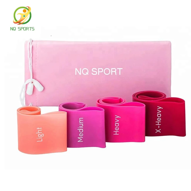 

Special promotion custom logo yoga exercise stretching elastic loop latex resistance band 4-piece set for gym fitness, Customized color