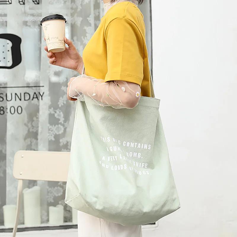 

Korean style plain Women's Canvas Letter Print custom Single shoulder Bag Large Capacity Crossbody Bag Wholesale, Black