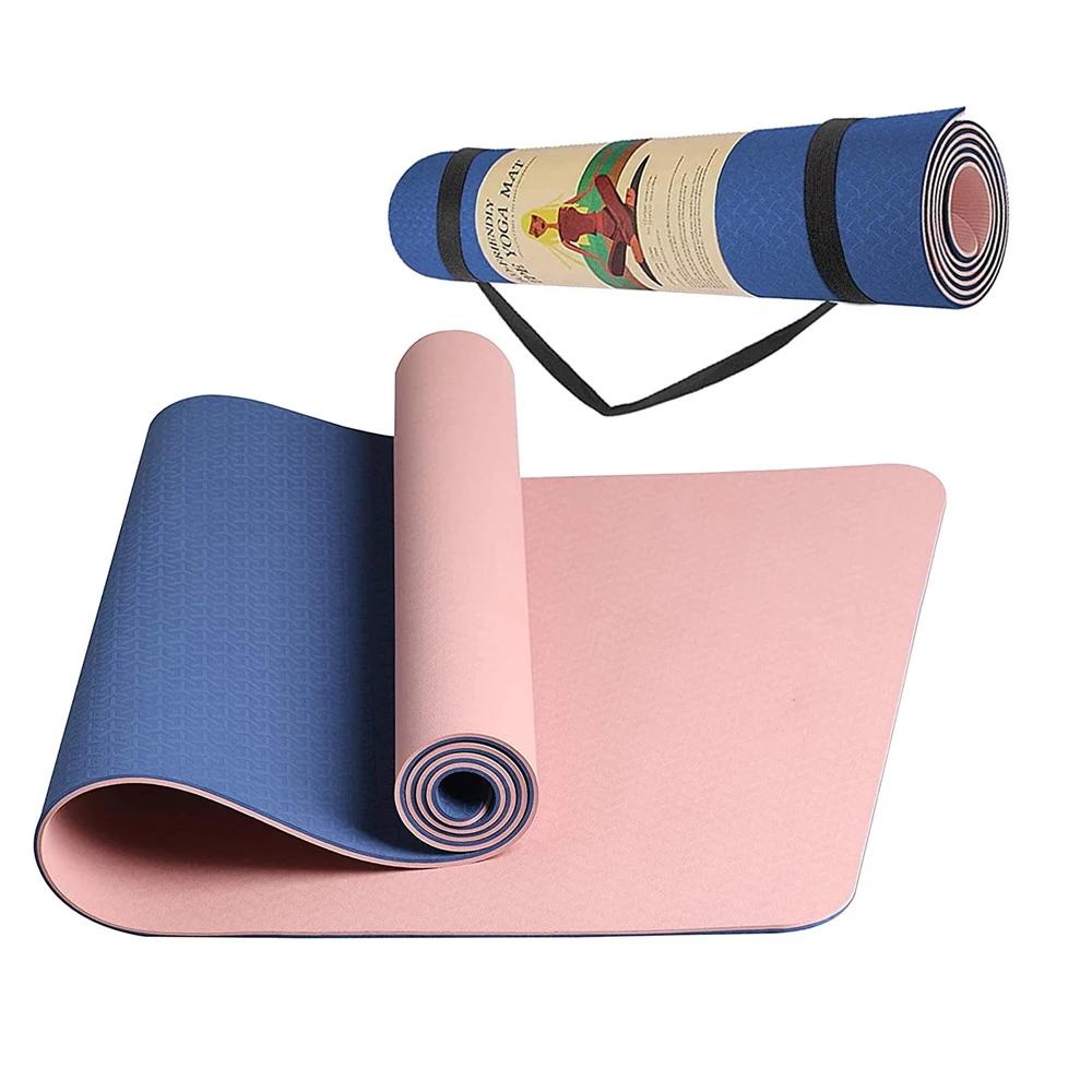 

High quality premium antislip reversible decorative non toxic rolls material custom print exercise fitness tpe yoga mat