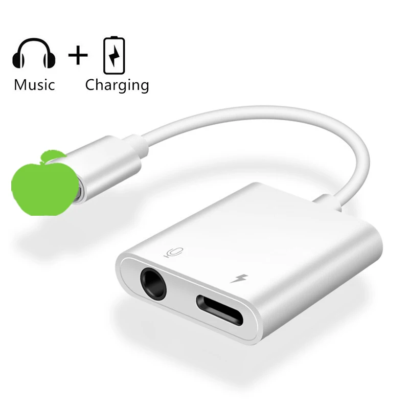 

Wholesale Headphone Adapter 2 In 1 Light-ning To 3.5mm Jack Audio Adapter Light-ning Converter Charger Splitter For Iphone, White