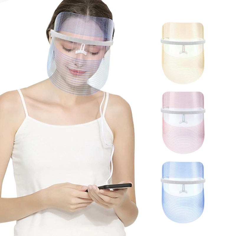 

3 Colors Face Ledmask Personal Skin Care Acne Treatment Anti-aging PDT Beauty Machine USB Rechargeable LED Phototherapy Mask Hot