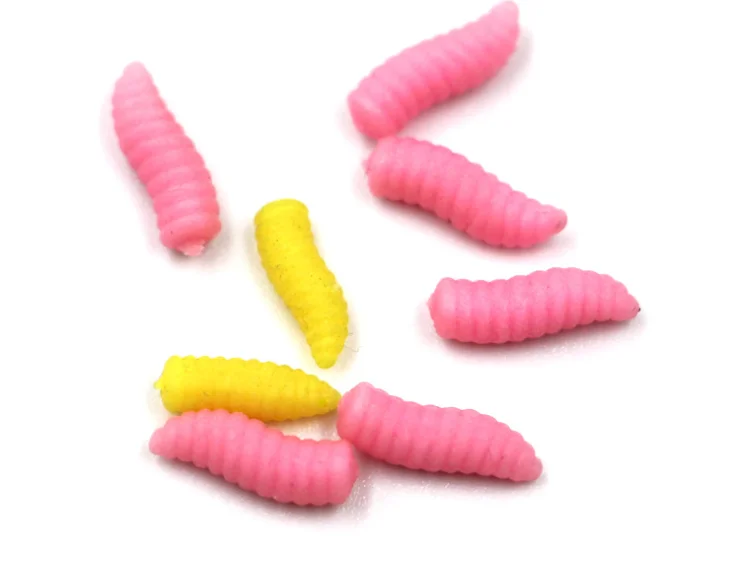 

Wholesale carp river fishing bait colorful pvc soft maggot, Red, dark yellow, fluo green, white