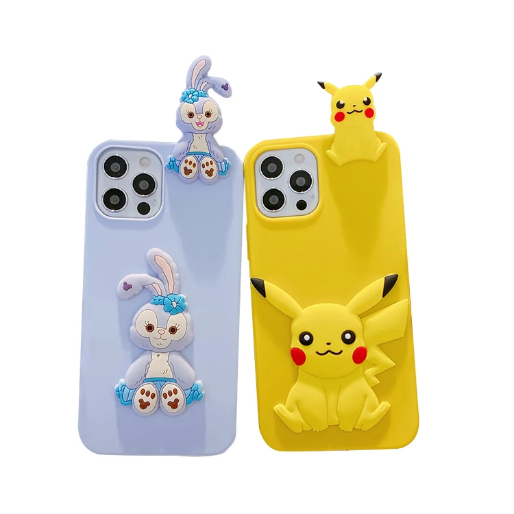 

Cute cartoon Pikachu purple rabbit cover with 3D papa doll soft mobile phone case for Xiaomi 11Ultra Redmi 9T note10 Poco M2 M3