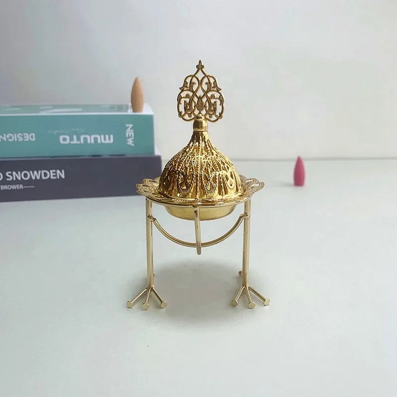 

Middle East Arab Golden Desktop Aroma Diffuser Arabian style Metal Incense Burner, Gold