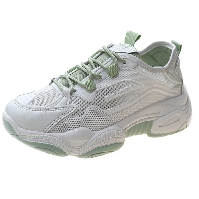 

2020 Fashion Breathable Chunky Sneakers Shoes Women Sport Shoes, Green/grey