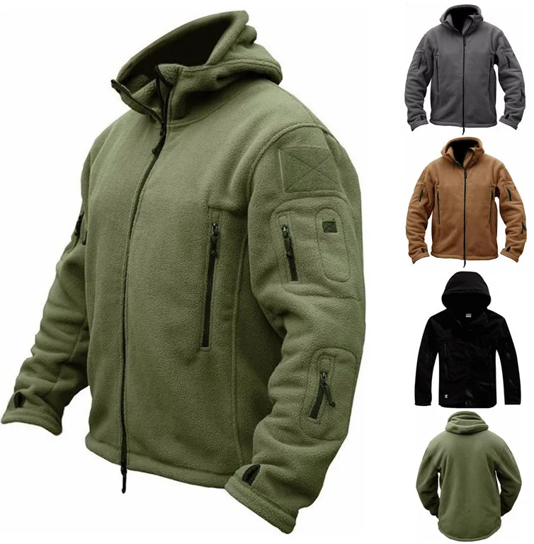 

Men's Jackets Military Winter Thermal Fleece Tactical Outdoors Sports Hooded Coat Militar Hiking Plus Size Men Jacket Coat, 4 colors