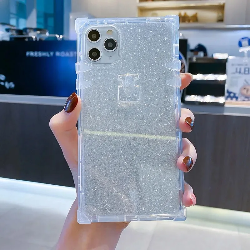 

Plating Laser Square Trunk Shell for Apple iPhone 11 12 Pro max Transparent Luxury Designer Clear Protective Case Cover, Multiple color