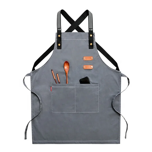 

SunYue Fashion Denim Cotton Canvas Waterproof Custom Apron Printed Logo Tea Shop Tool Apron, Can be customized