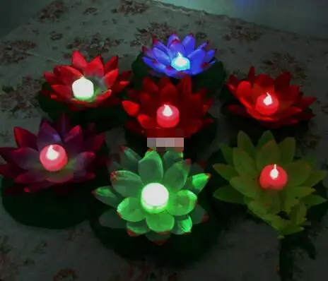 New Arrive Diameter 19 cm LED Lotus Lamp in Colorful Changed Floating Water Pool Wishing Light Lamps Lanterns for Party