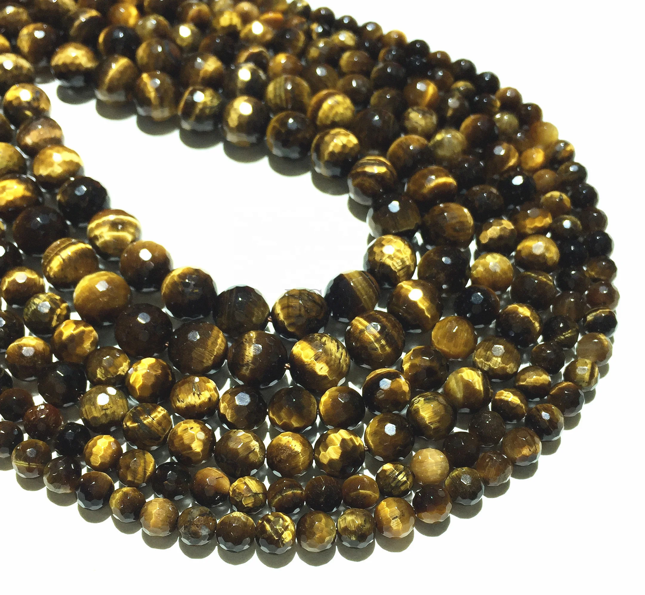 

Natural Tiger Eye Honey Tiger Eye Faceted Round Loose Beads Healing Stone Gems for Jewelry Making DIY Bracelet & Necklace Design