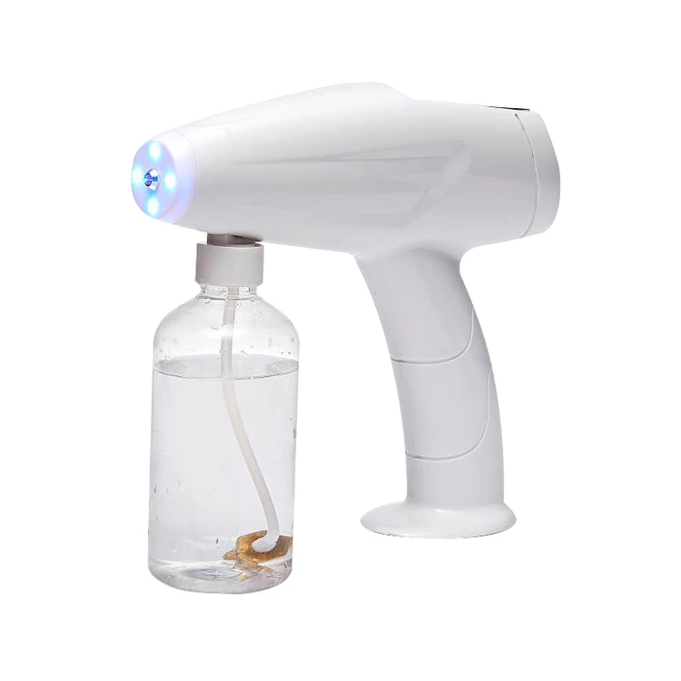 

Factory price Rechargeable Wireless Fogger Machine Nano Spray Gun Handhold Blue Ray Cordless Atomization Disinfections Spray Gun, White