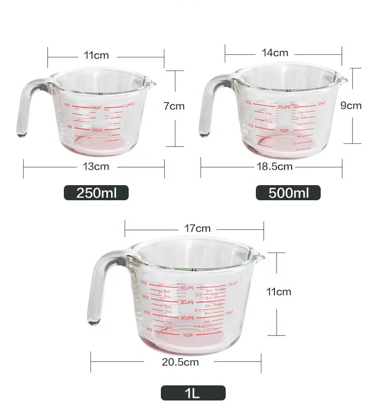 

Wholesale 0.5L Borosilicate Glass Measuring Jug 17oz Pyrex Glass Measuring Cup, Clear