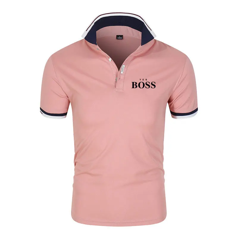 

Summer YES BOSS Men's Printed Polo Shirt Casual Lapel Short Sleeves