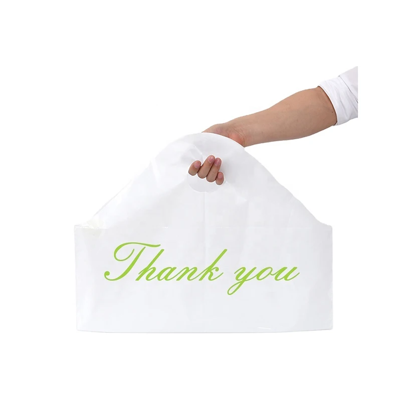 

Plastic "Thank You" Tamper Evident To Go Food Carry Out Bag with Wave Handle