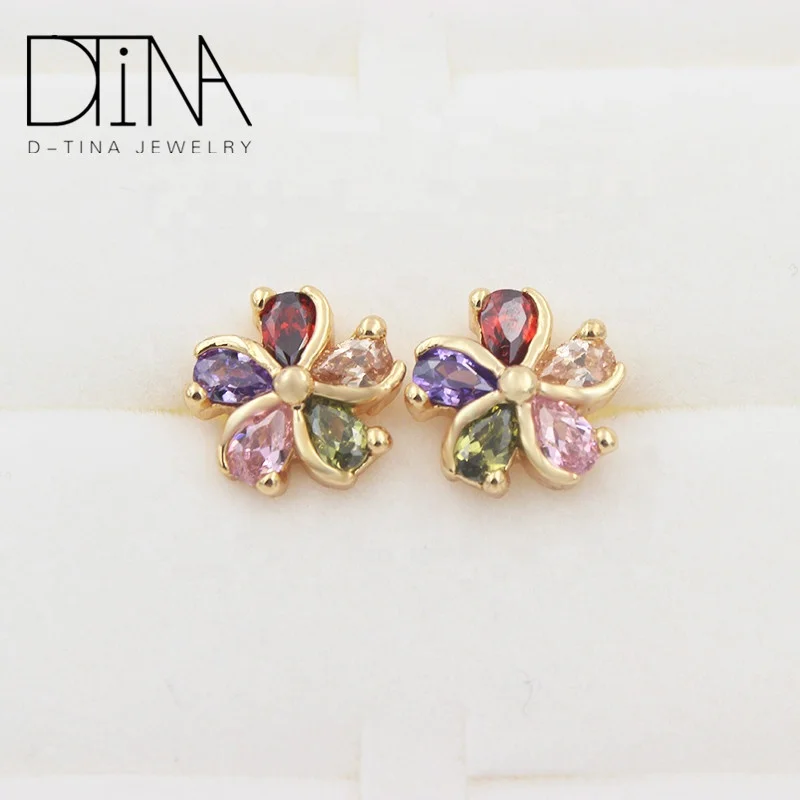 

DTINA Gold-Plated Flower Design for Women Findings Zircon Earrings in Guangzhou, Golden