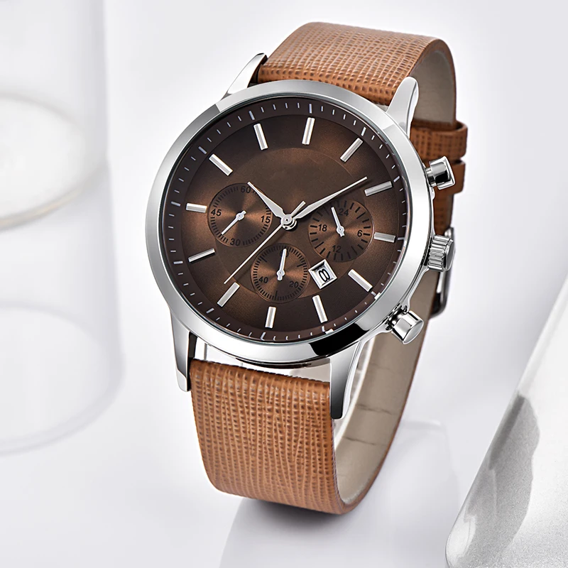 

Custom oem minimalist luminous genuine luxury brand dial movement mens wristwatches leather straps watch