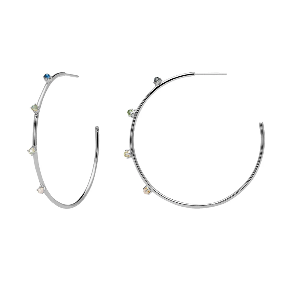 

18k gold plated earrings noble 925 sterling silver high polish big circle earrings with cubic zirconia for women party jewelry