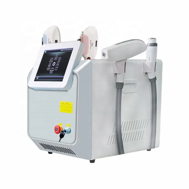 

Hottest 3 Color 4 in 1 IPL OPT SHR Hair Removal Skin Rejuvenation ND-YAG Laser Tattoo Remover RF Machine for Face Body, Gray, blue, black