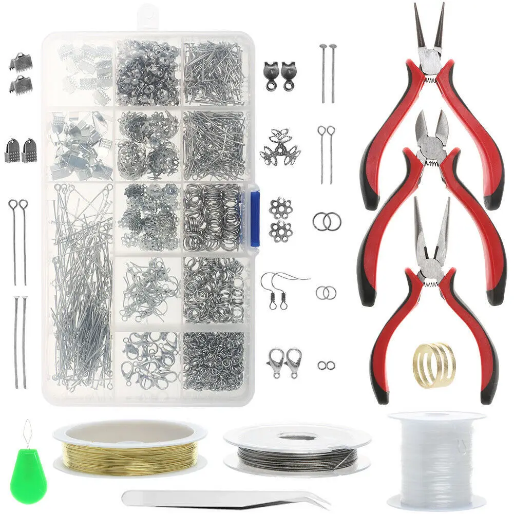 

768Pcs Jump Ring Pin Lobster Plier Jewelry Making Kits With Box, Picture shows