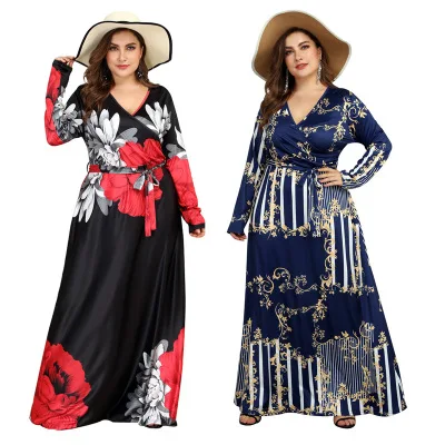 

Fall 2020 New Arrival Sexy Plus Size Fashion Digital Printing European and American Fashion Dresses Maxi Clothing, Shown