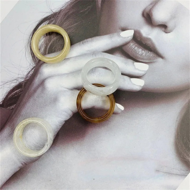 

2021 Minimalist Style Simple Resin Ring Acetic Acid Rings Transparent Resin Acrylic Ring Bisuteria, Various