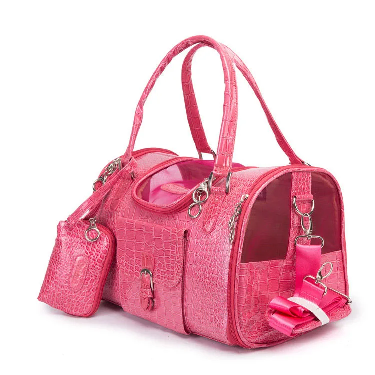 

Portable PVC Classic Style Dog Carrier Handbag for Outdoor Travel, As pic