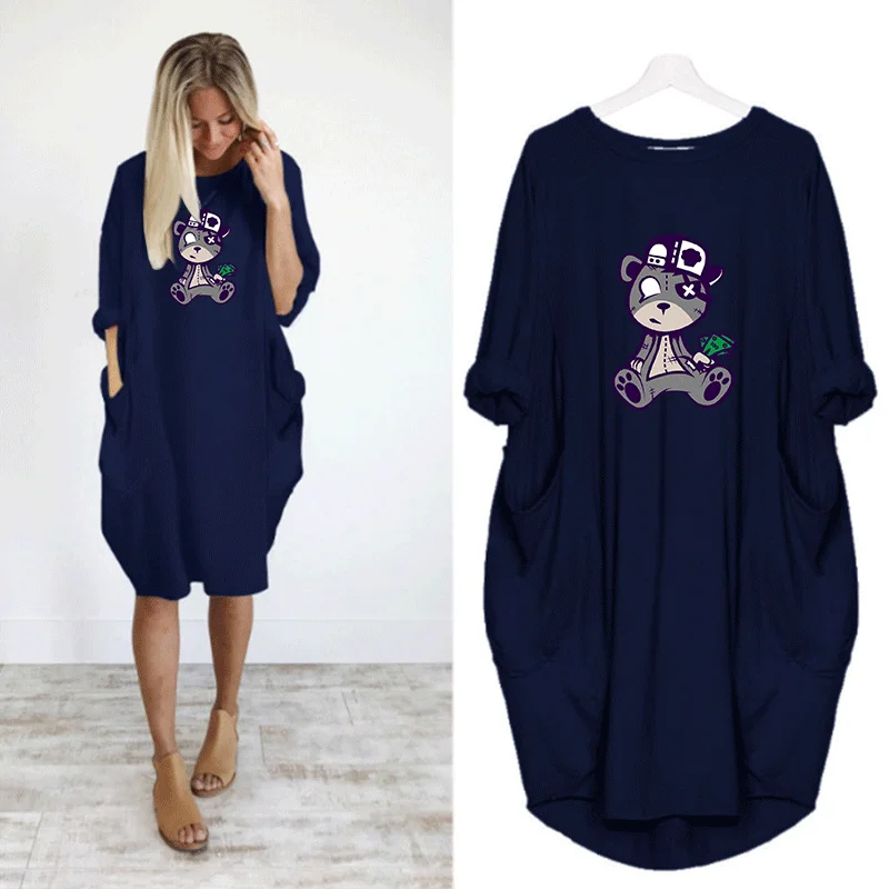 

Cartoon Printing Knee Length Plus Size Dresses Vintage Club Casual fashional dress bodycon streetwear Dresses