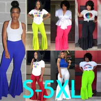 

2019 Sexy ladies multi-color Plus size S-5XL trousers lotus leaf slim flare palazzo pants women FM-K8825