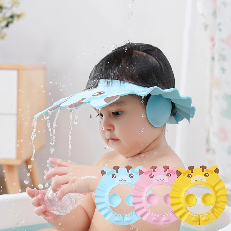 

0-6Y New Waterproof EVA Shower hat for Baby kids Adjustable Shampoo Bathing Wash Hair Shield Shampoo hat with Ear