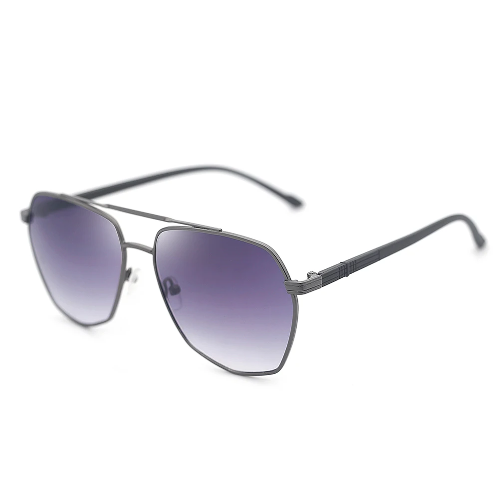 

2021 New Arrival Fashion Vintage Custom Logo Square Double Bridge Metal Oversized Gradient Color Sunglasses for Men Women