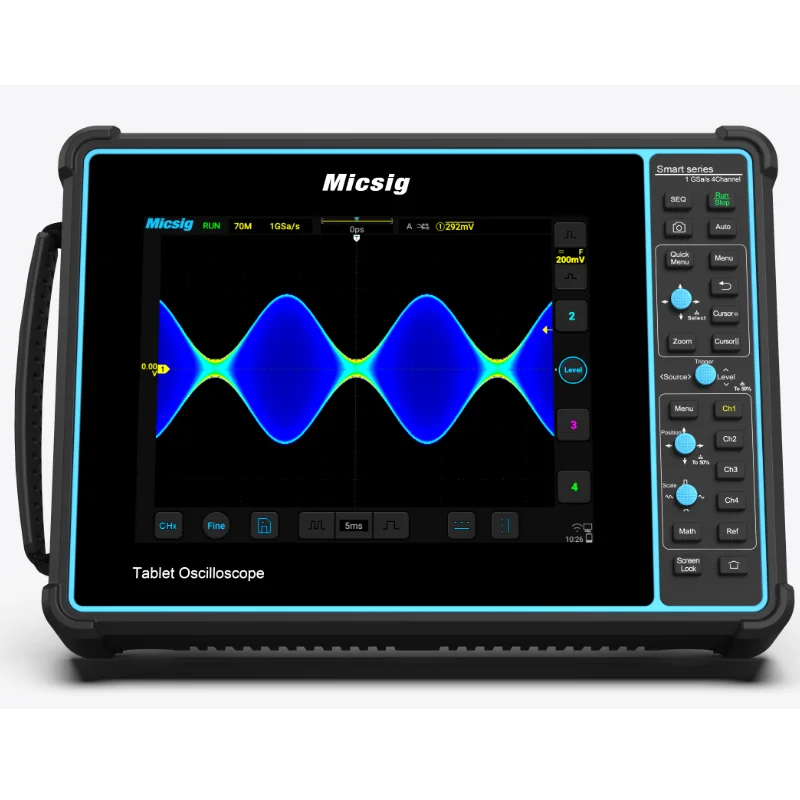 

STO1004 Tablet Oscilloscope 4 channel Digital Oscilloscope 100MHz Bandwidth Handheld Full Touch 1GSa/s Sampling Rate Depth 70Mp