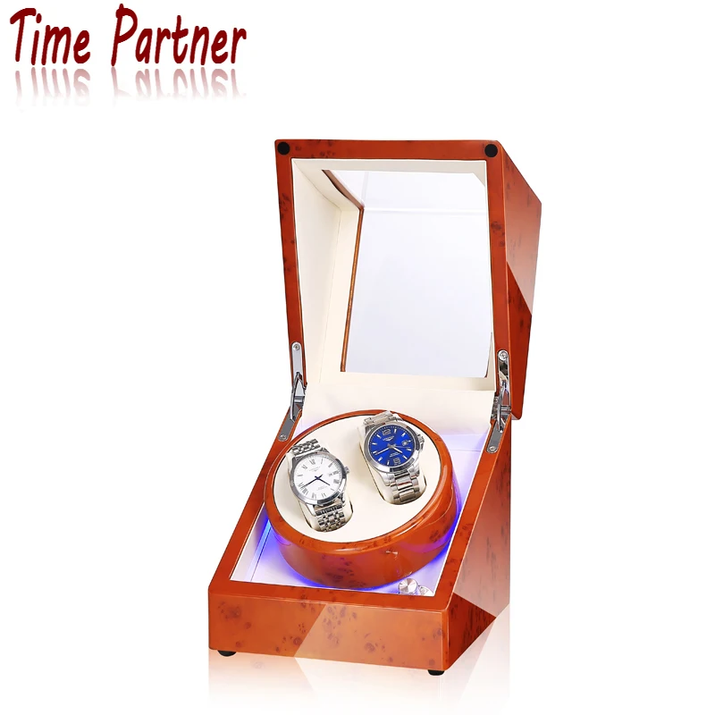 

Time partner luxury leather automatic rotation 2+0 watch winder storage case display box, Customized