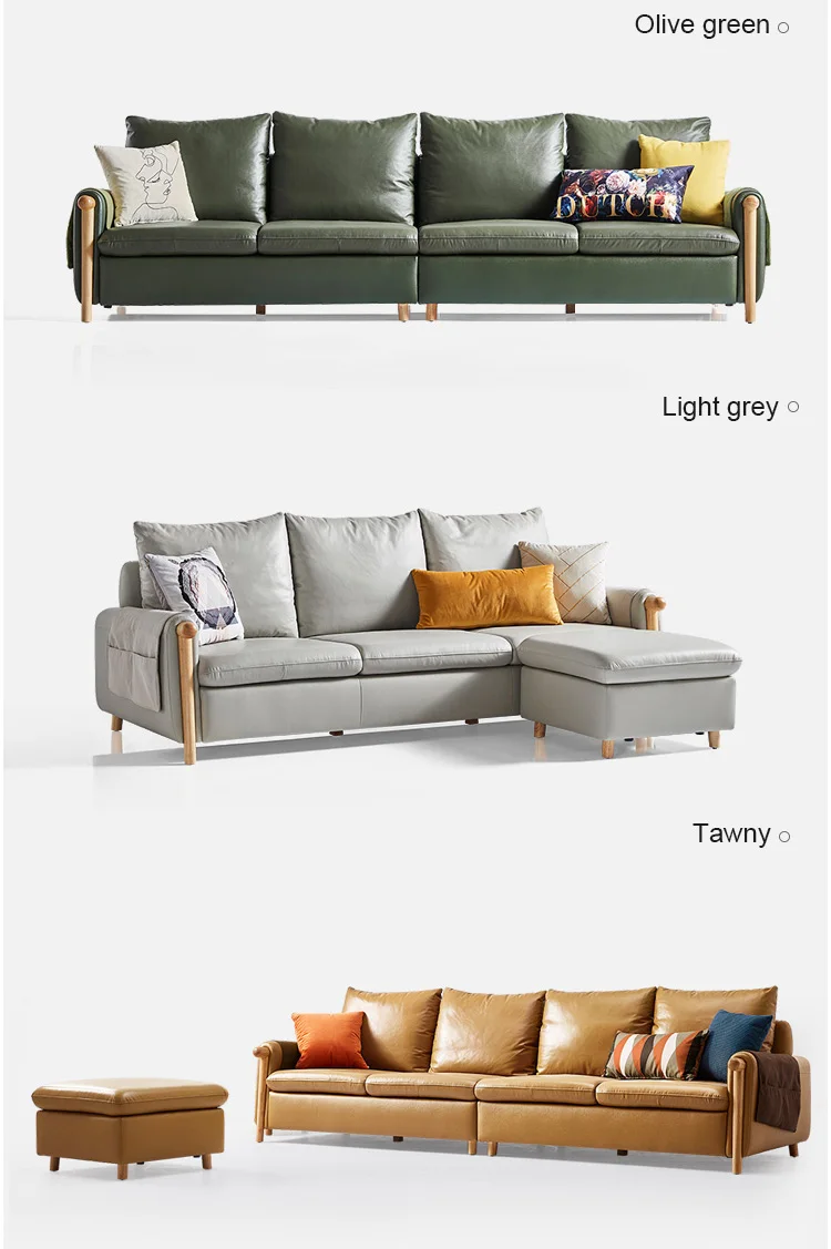 Italian Furniture Modern Living Room Home Interior Corner Leather Sofa