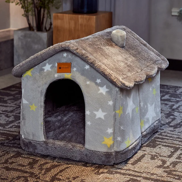 

Foldable Dog Cat House Winter Warm Indoor Warm Kennel Washable Removable Pet Bed Cave, Customized color