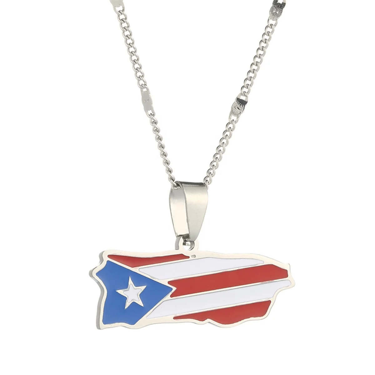 

Stainless Steel Trendy Enamel Puerto Ricans Map Pendant Necklace for Women Puerto Ricans Map Jewelry