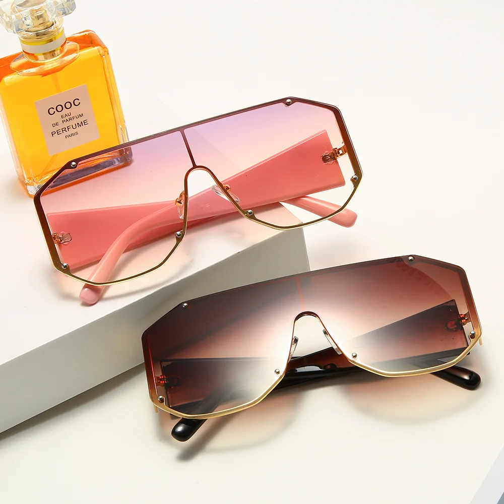 

2022 Men and women large glasses fashion luxury trend Rimless sunglasses photochromic PC sunglasses, 5 color